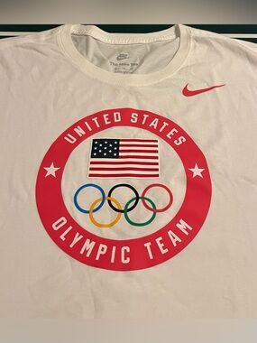 NEW Nike OFFICIAL US Olympic Team T-Shirt 2XL White Flag USA Paris Beijing Italy